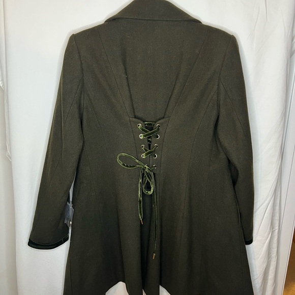 Laundry by Shelli Segal Dark Green Trench Coat with Corset Back - Picture 2 of 7